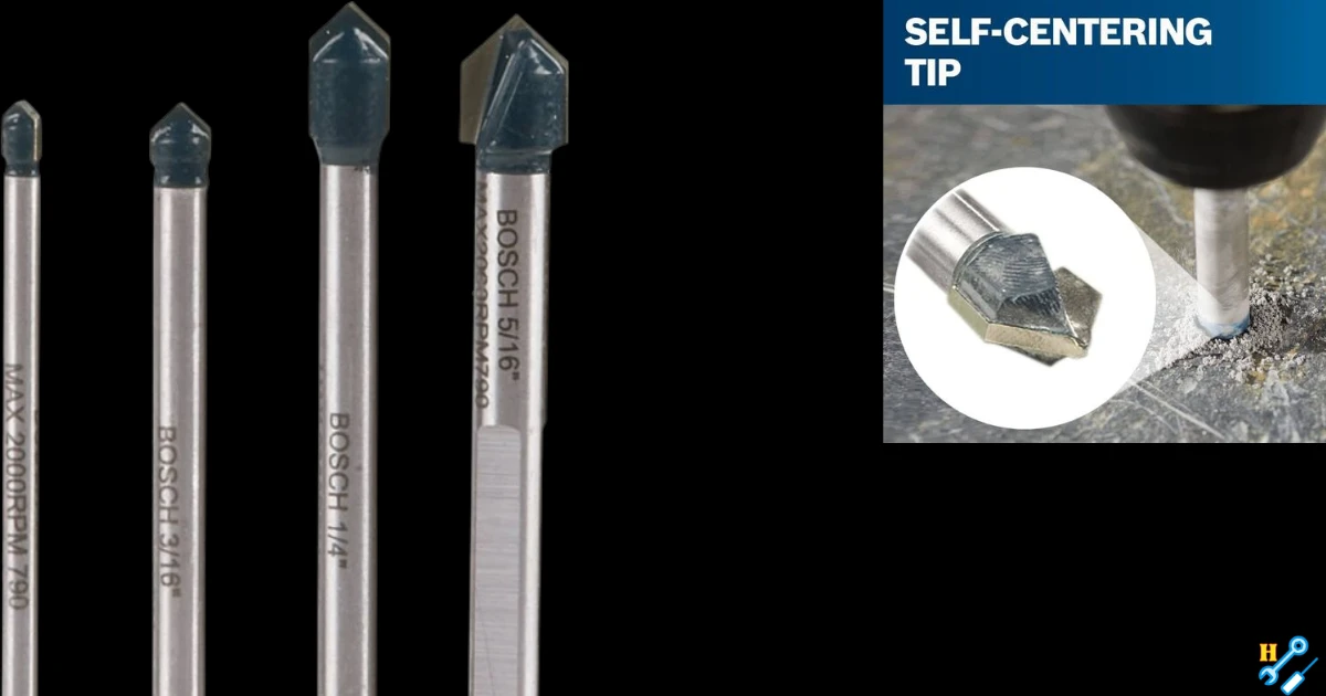 BOSCH Tile Drill Bits GT2000, 4 Piece Carbide Tipped Glass, Ceramic, and Assorted Set for Fast Drilling in Glass and Tile Applications Tile Drill Bits