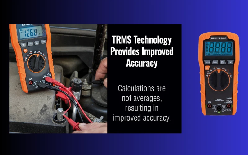 Klein MM450 Multimeter Slim Digital,Reverse Contrast Display with Lead Alert, Auto-Ranging TRMS, 600V AC/DC Voltage, Current, Resistance, Temp, Frequency, Continuity Klein MM450 Multimeter
