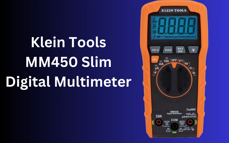 Klein MM450 Multimeter Slim Digital,Reverse Contrast Display with Lead Alert, Auto-Ranging TRMS, 600V AC/DC Voltage, Current, Resistance, Temp, Frequency, Continuity Klein MM450 Multimeter