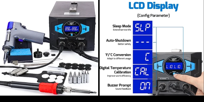 Upgrade Your Workspace: The WEP 948D III 2-in-1 ESD Safe Soldering and Desoldering Station WEP Soldering iron kit