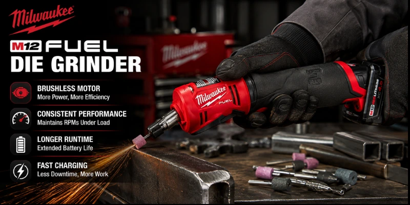 Milwaukee M12 Fuel 12V Lithium-Ion Brushless Cordless 14 in. Right Angle Die Grinder